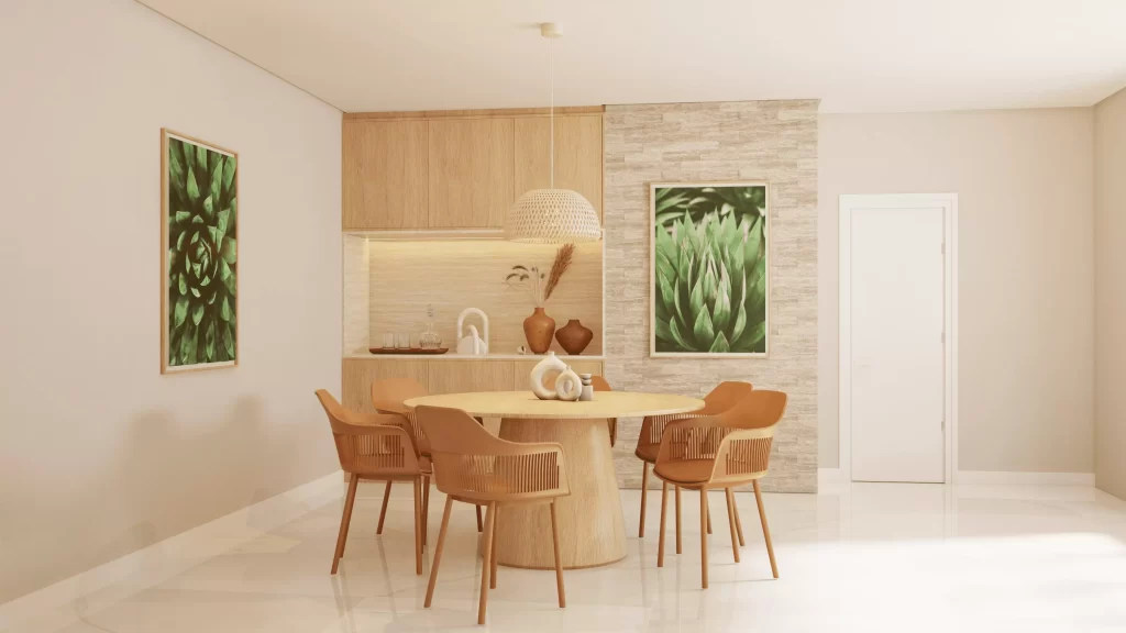 Cadeiras Montreal cappuccino em torno a mesa em sala de estar