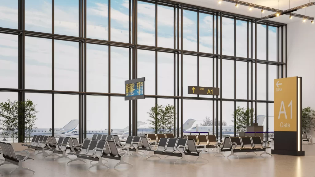 Longarinas Atlantas em aeroporto