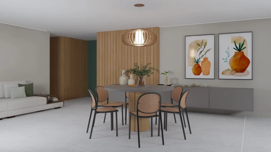 Cadeira Positano em mesa circular