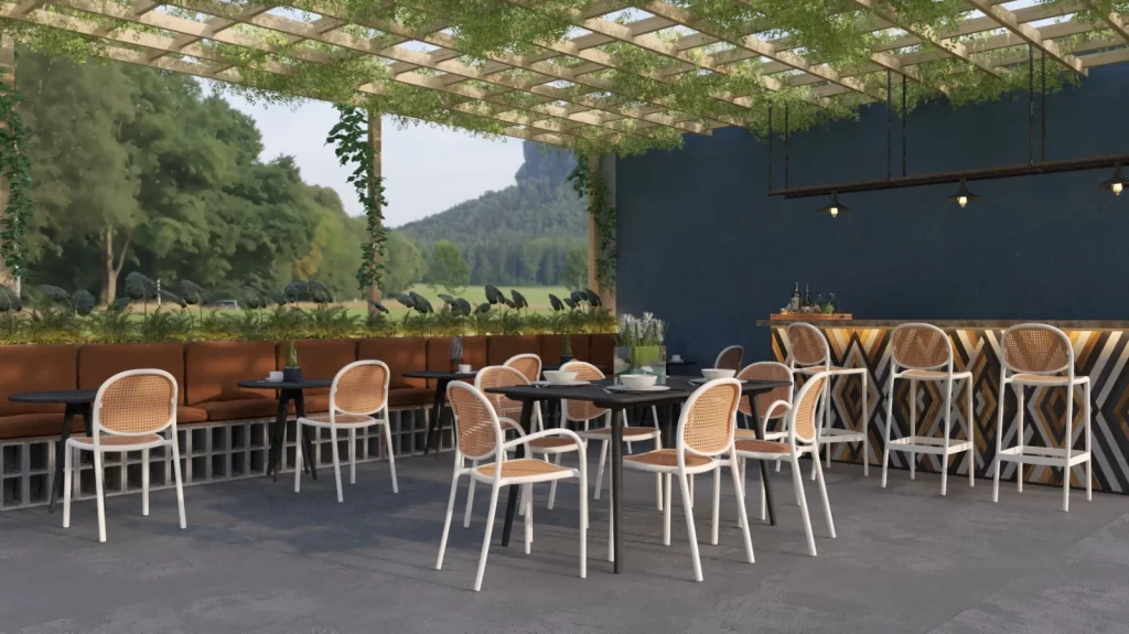 Cadeira Positano e Portofino em restaurante