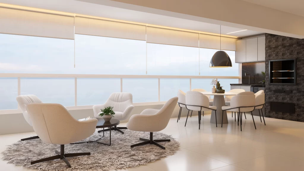 Poltronas Louvre Nude em varanda gourmet